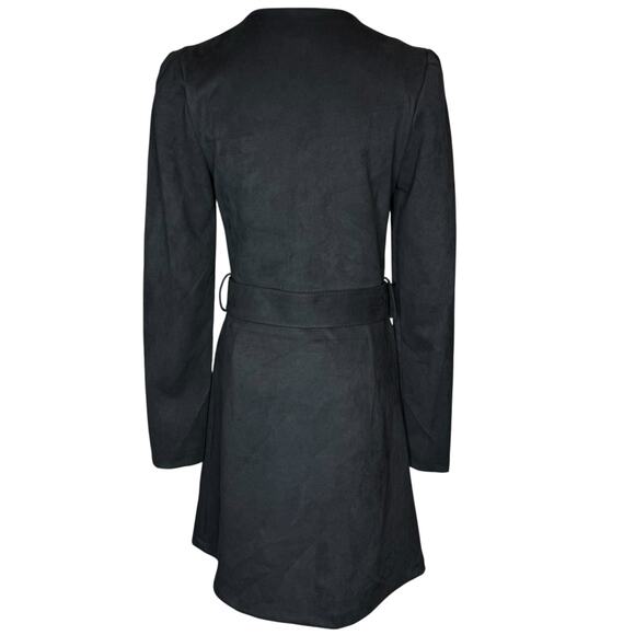 Jason Wu Faux Suede Black Belted Wrap Dress size Small - Picture 4 of 7